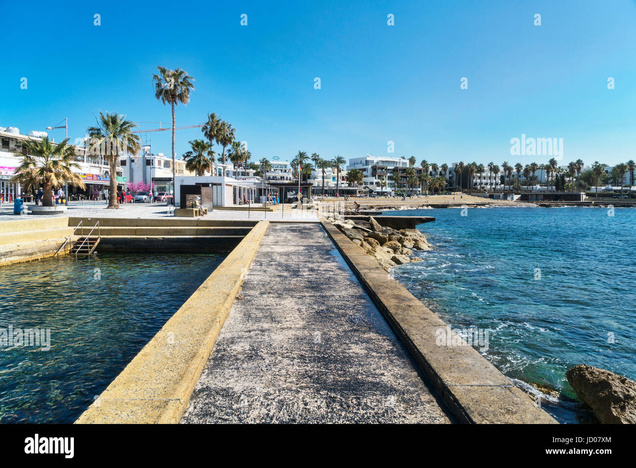 Porto di Pafo e area turistica, negozi di souvenir, fronte mare, Cipro Foto Stock
