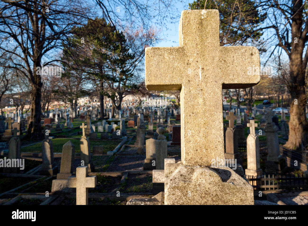 San Giovanni cimitero anglicano (una maggiore profondità di campo), San Giovanni, Terranova, Canada Foto Stock