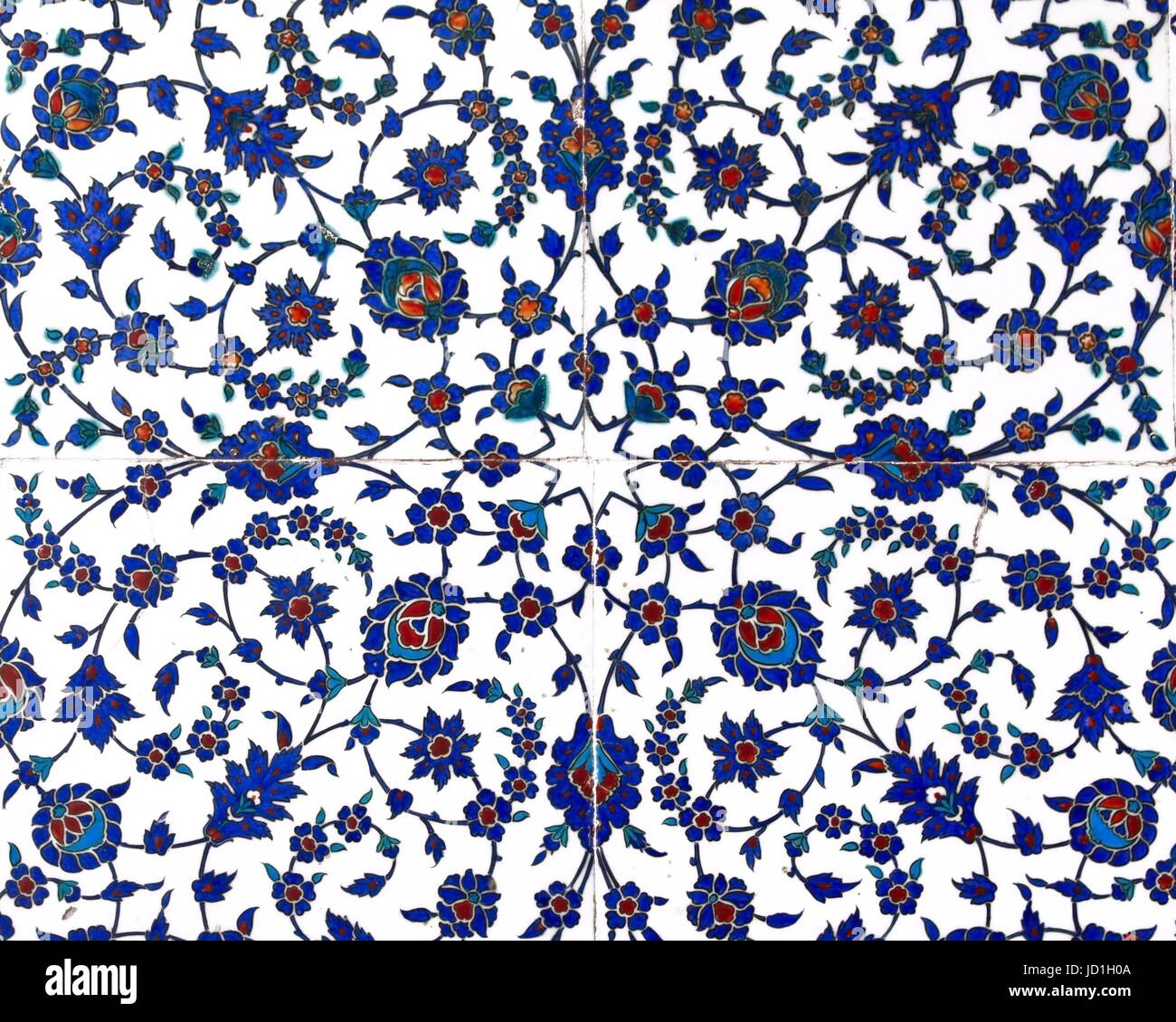 Il decor, moschea, pattern, tegola, mosaici, mosaico, fatta a mano, ceramiche, chiudere, blu Foto Stock