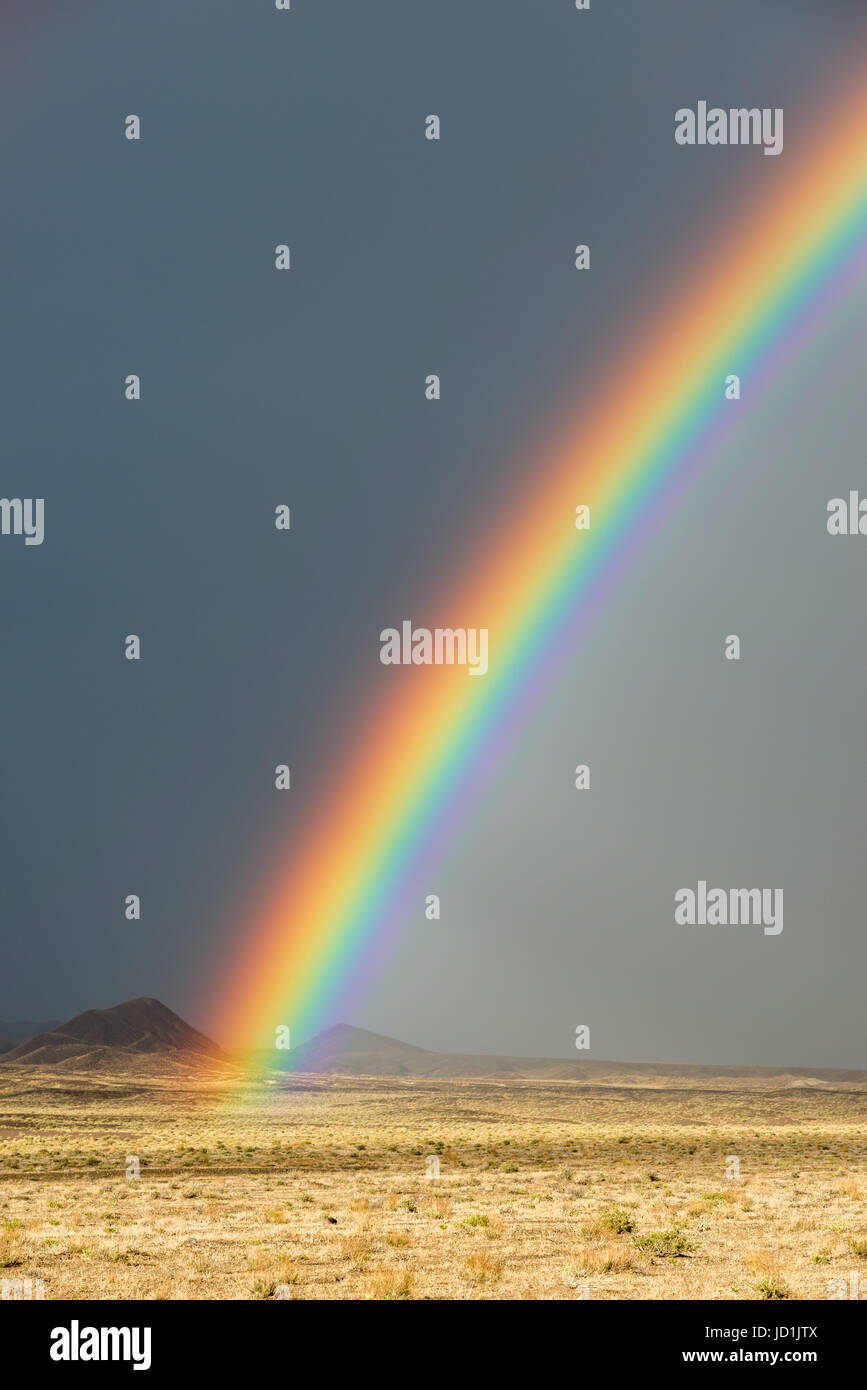 Rainbow nel deserto vicino a Coaldale, Nevada. Foto Stock