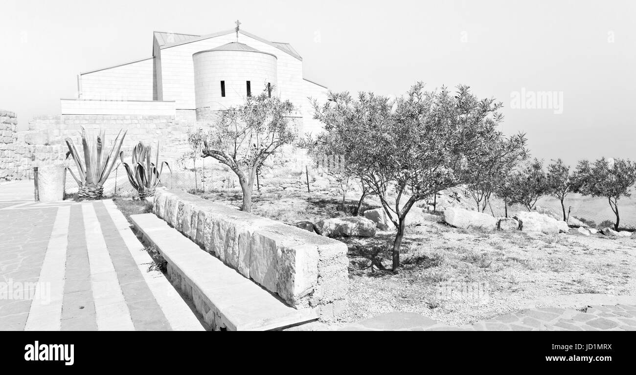 Nell'antico monastero di religione sito di Monte Nebo in Giordania Foto Stock