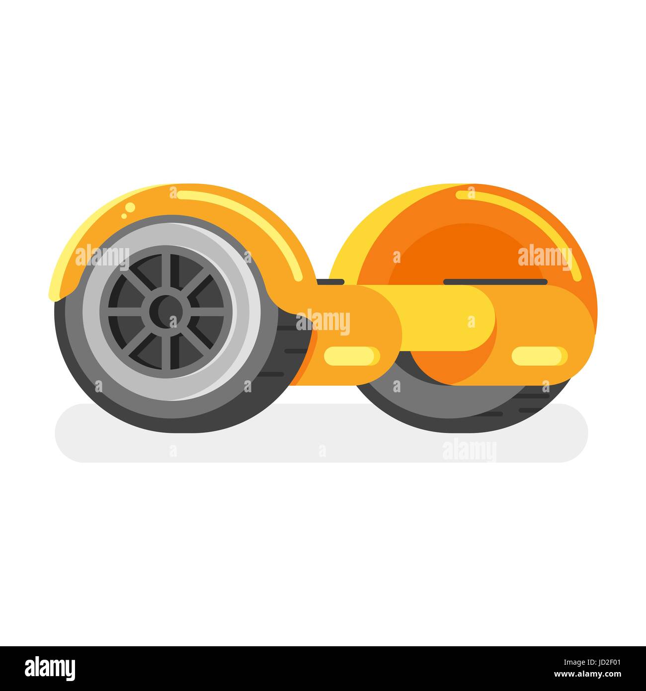 Vettore stile piatto illustrazione a due ruote alimentato a batteria veicolo elettrico su sfondo bianco. Auto-equilibratura di scooter. Ecologici moderni traspor Illustrazione Vettoriale