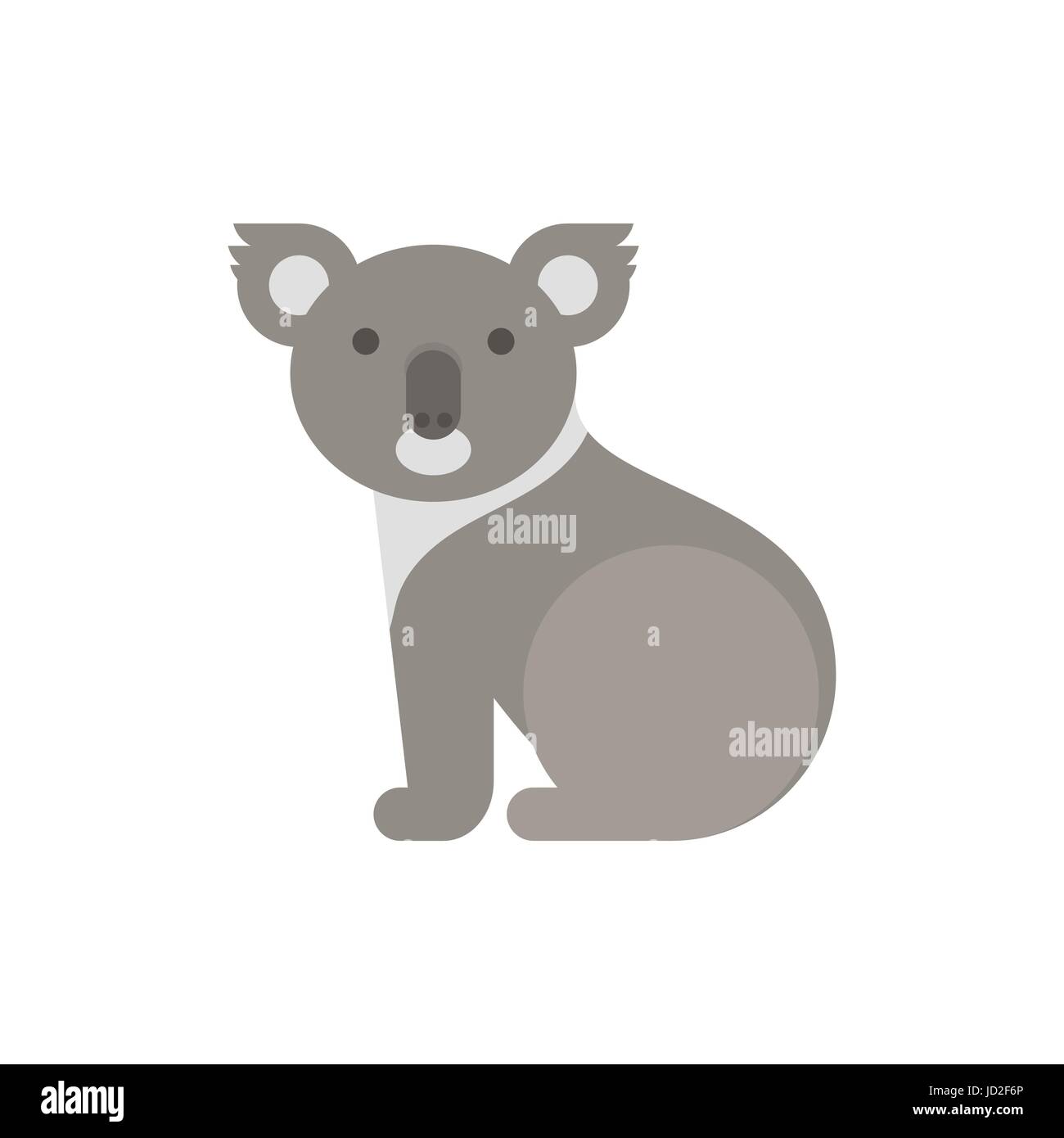 Vettore stile piatto illustrazione di orso koala. Icona per il web. Isolato su sfondo bianco. Illustrazione Vettoriale