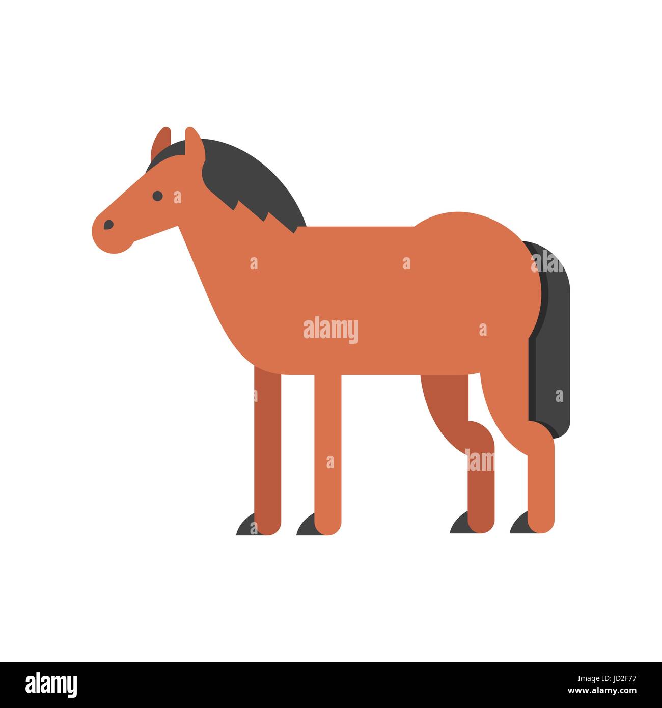 Vettore stile piatto illustrazione del cavallo. Icona per il web. Isolato su sfondo bianco. Illustrazione Vettoriale