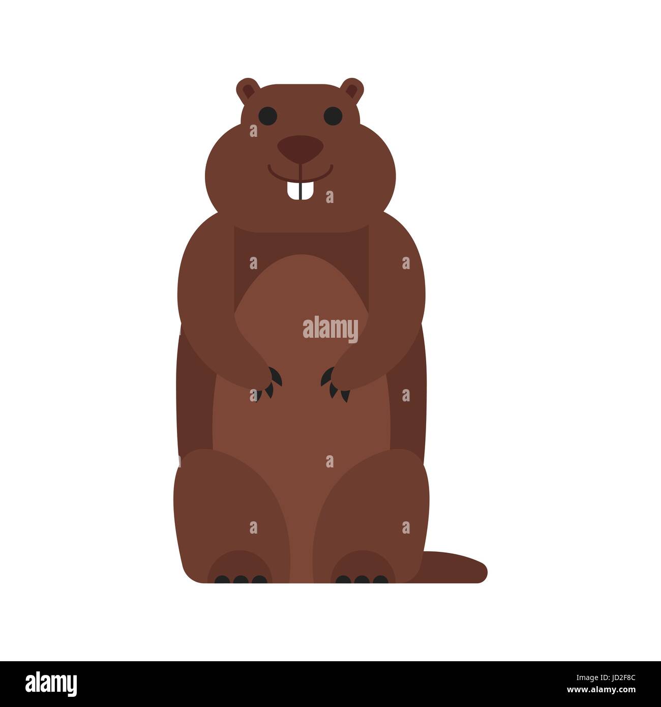 Vettore stile piatto illustrazione della marmotta. Icona per il web. Isolato su sfondo bianco. Illustrazione Vettoriale