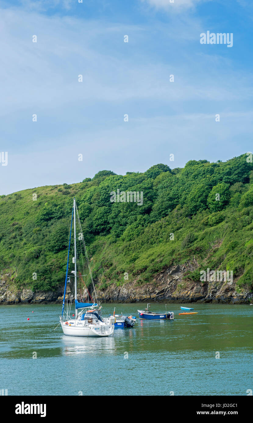 Solva Creek Il Pembrokeshire Coast con barche ormeggiate Foto Stock
