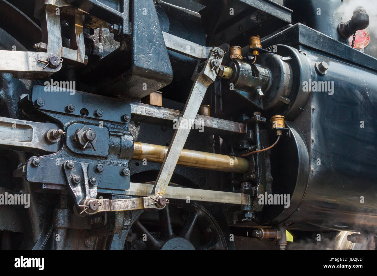 Principali del vapore di ram su un treno a vapore. Foto Stock