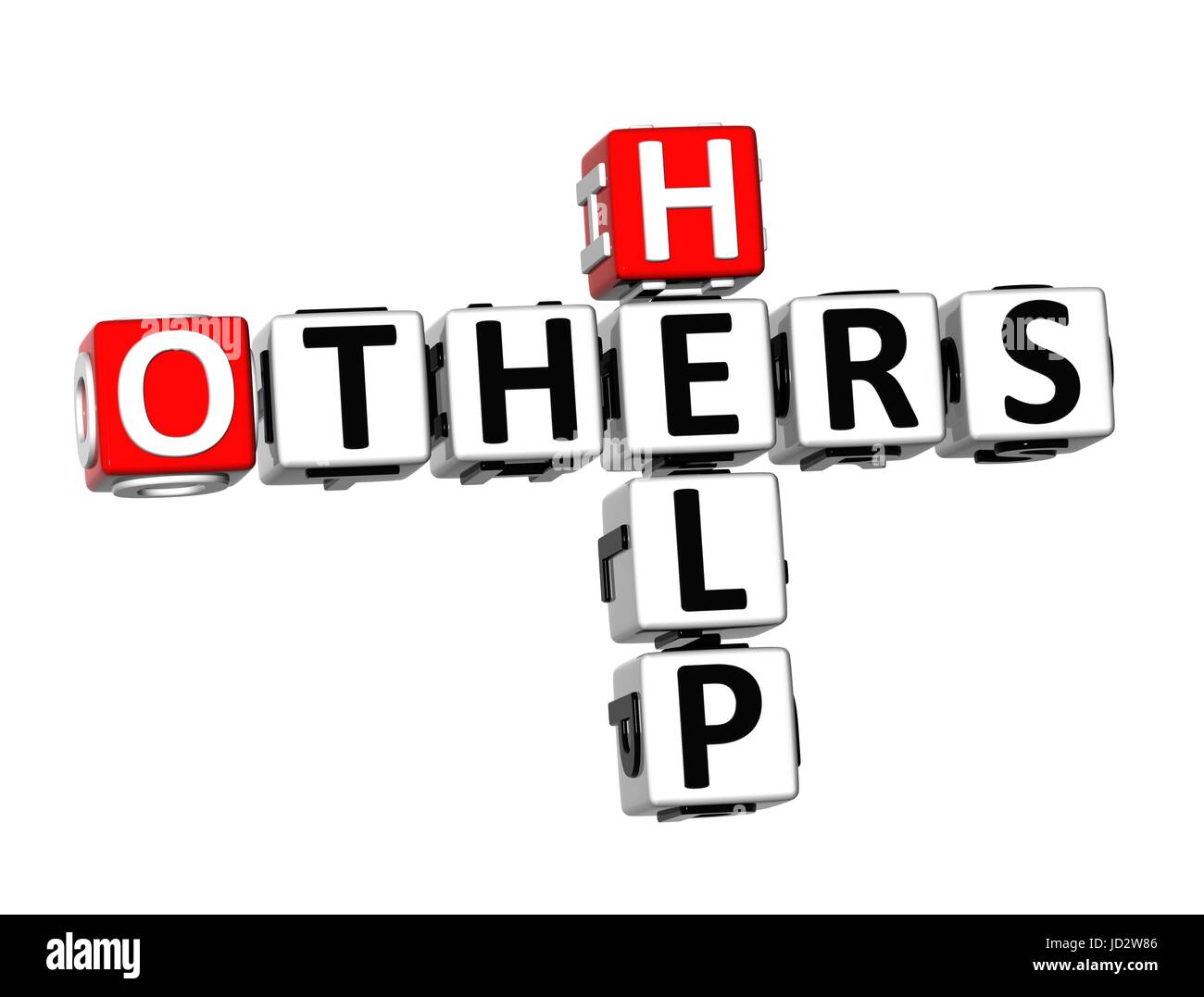 3D il cruciverba aiutare gli altri su sfondo bianco Foto Stock