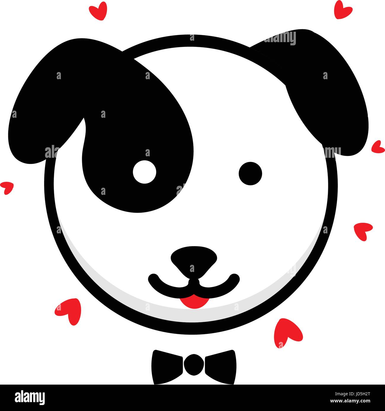 Cute cane gentleman confessa il suo amore illustrazione vettoriale, Baby cucciolo logo, nuovo design art, Pet colore nero segno, semplice immagine, immagine con un animale Illustrazione Vettoriale
