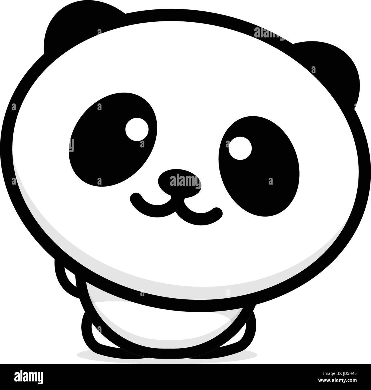 Grazioso Panda accoglie agitando la mano illustrazione vettoriale, baby orso logo, la nuova linea di design, arte cinese di Teddy bear colore nero segno, semplice immagine, pictu Illustrazione Vettoriale