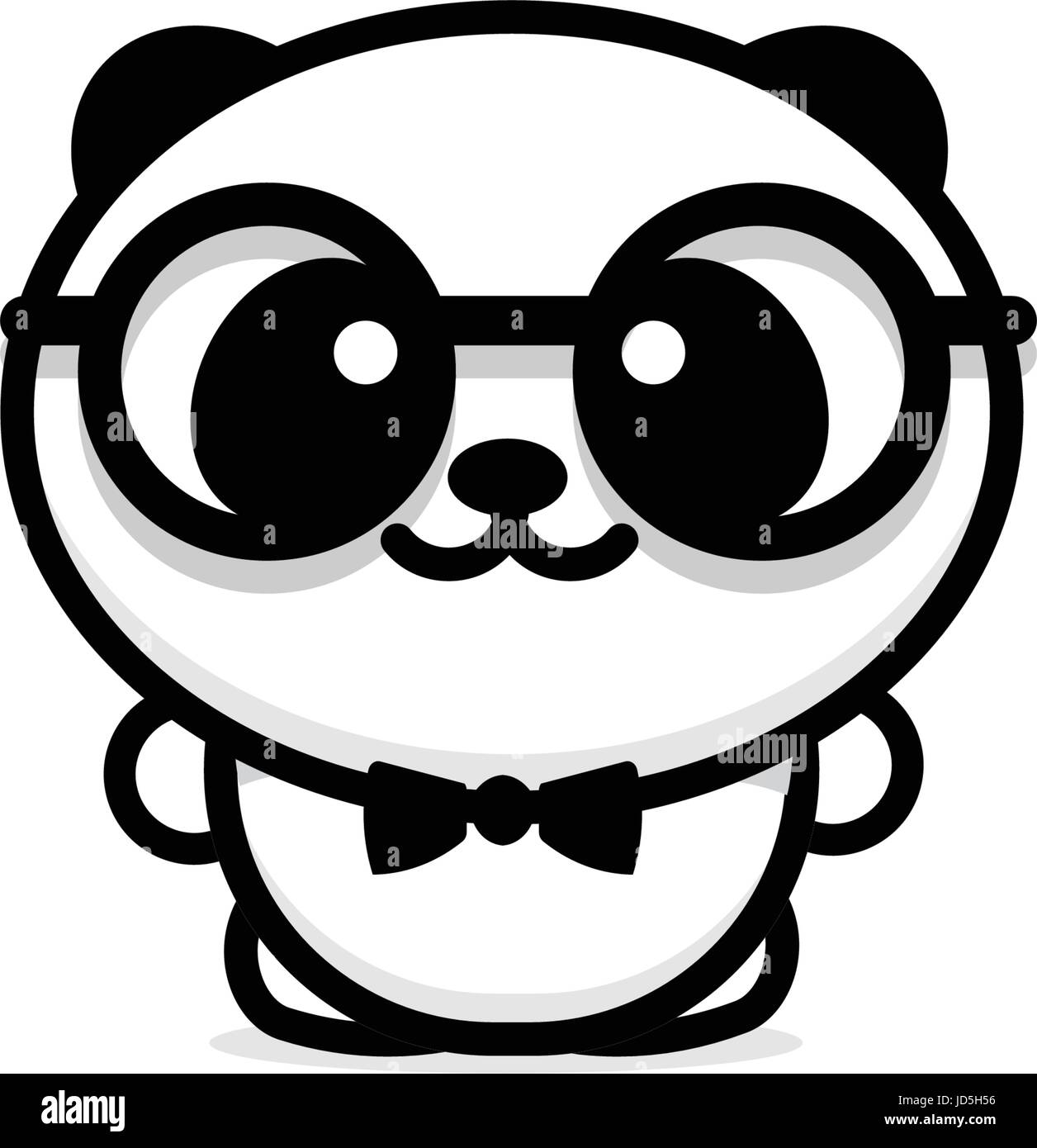 Simpatico Panda con gli occhiali e butterfly illustrazione vettoriale, baby orso logo, la nuova linea di design, arte cinese di Teddy bear colore nero segno, semplice immagine, pic Illustrazione Vettoriale