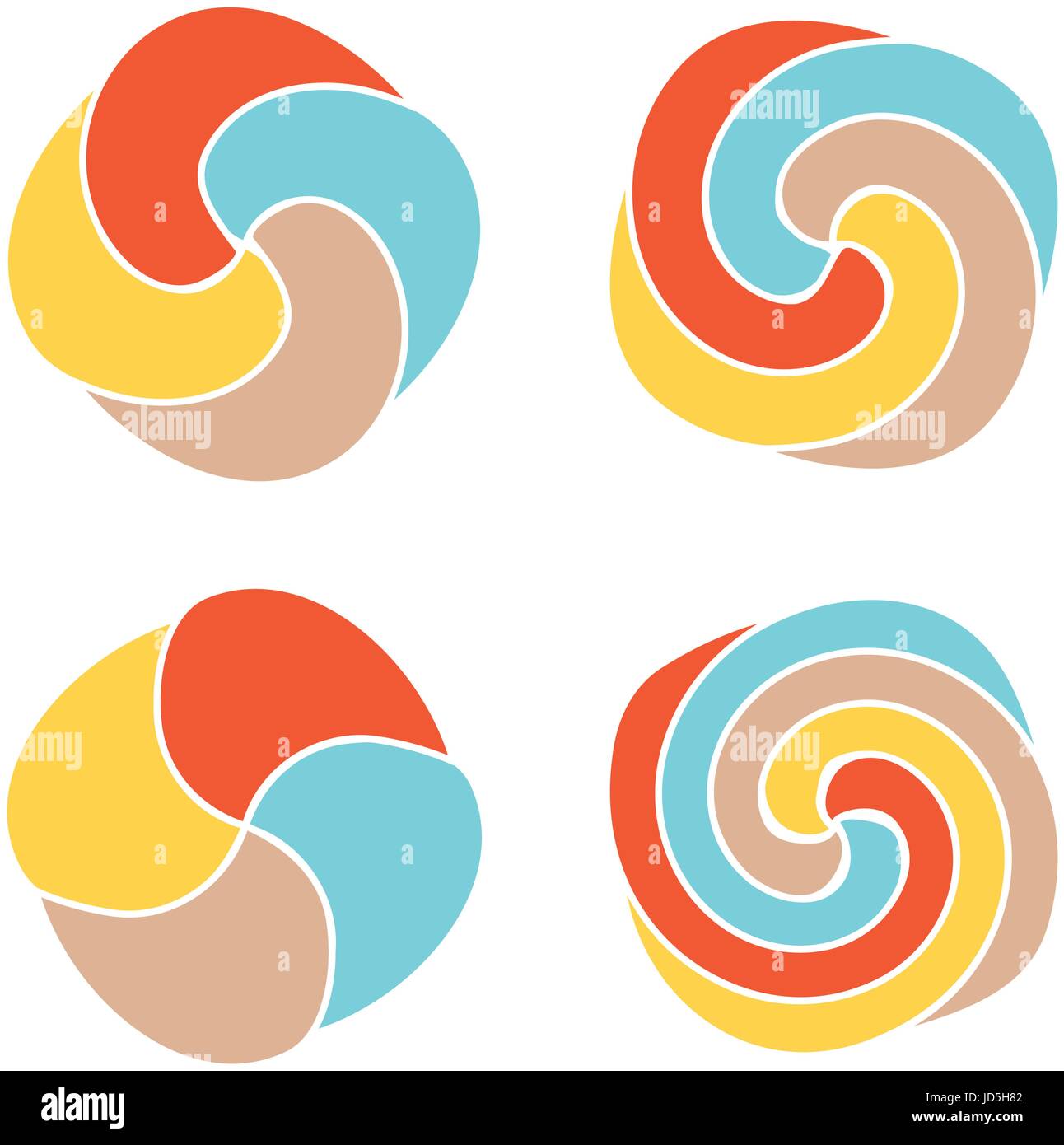 Lecca lecca colorati logo vettoriale set. Candy design semplice vista superiore raccolta di icone Illustrazione Vettoriale