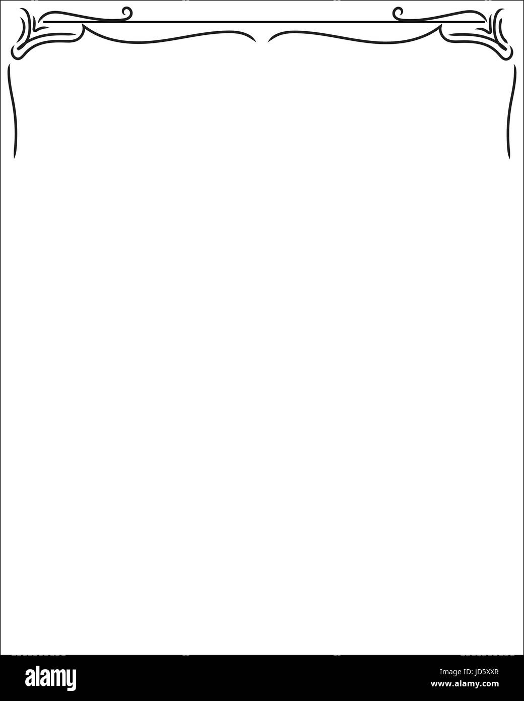 Eleganti elementi decorativi telaio nero in alto su sfondo bianco Illustrazione Vettoriale