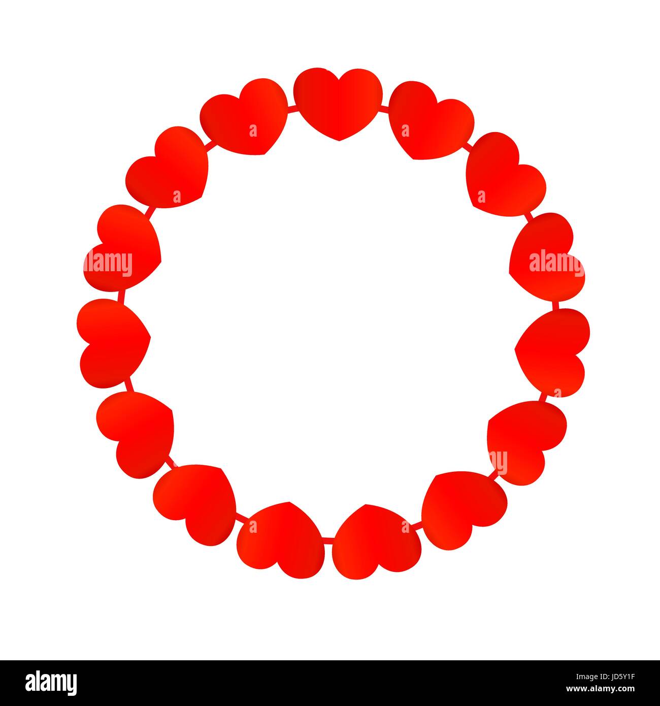 Cornice romantica di cuori rossi con lo spazio vuoto per il testo, decorazione per il design di nozze Illustrazione Vettoriale