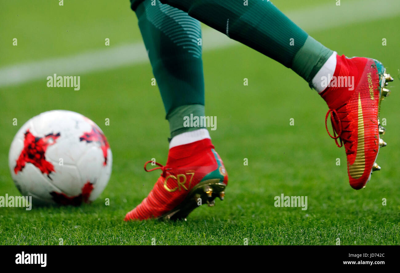 KAZAN, RT - 18.06.2017: PORTOGALLO VS. Messico - Dettaglio delle scarpe da  calcio di Cristiano Ronaldo del Portogallo durante il match tra il  Portogallo e il Messico valido per il primo round