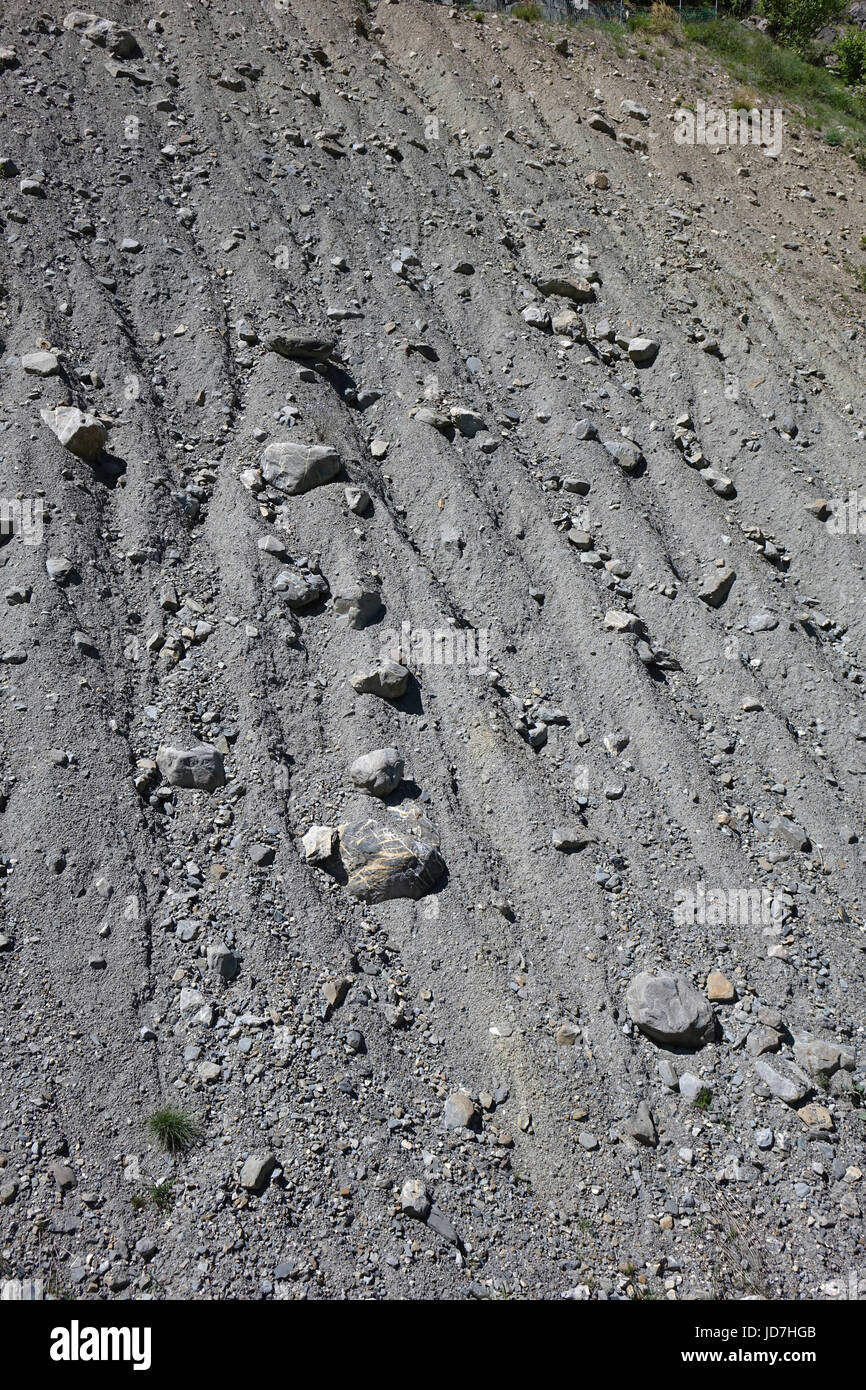 Morain glaciale sulla collina, le Alpi francesi Foto Stock