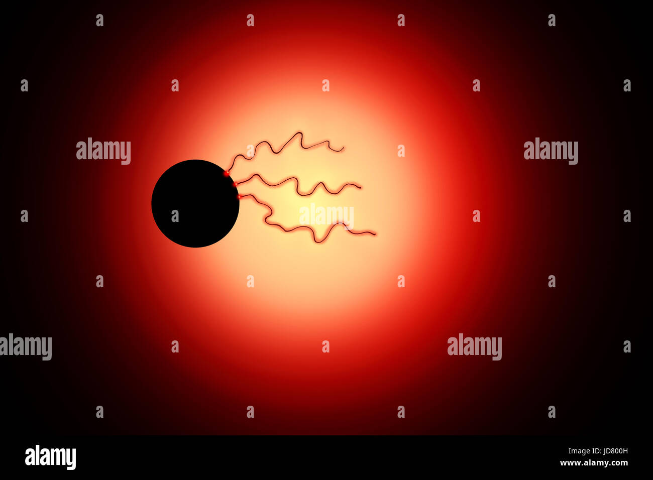 Un tipo 3 civiltà sfiatando il plasma da una stella. Foto Stock