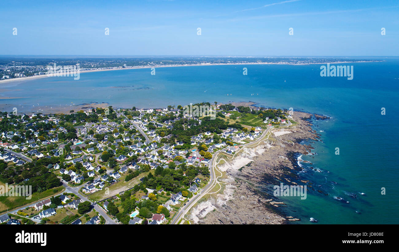 Vista aerea sul punto Penchateau in Le Pouliguen, Loire Atlantique, Francia Foto Stock