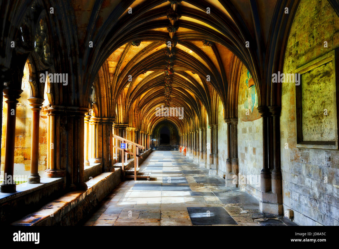 Chiostri all'interno della Cattedrale di Norwich, Norfolk, Inghilterra Foto Stock