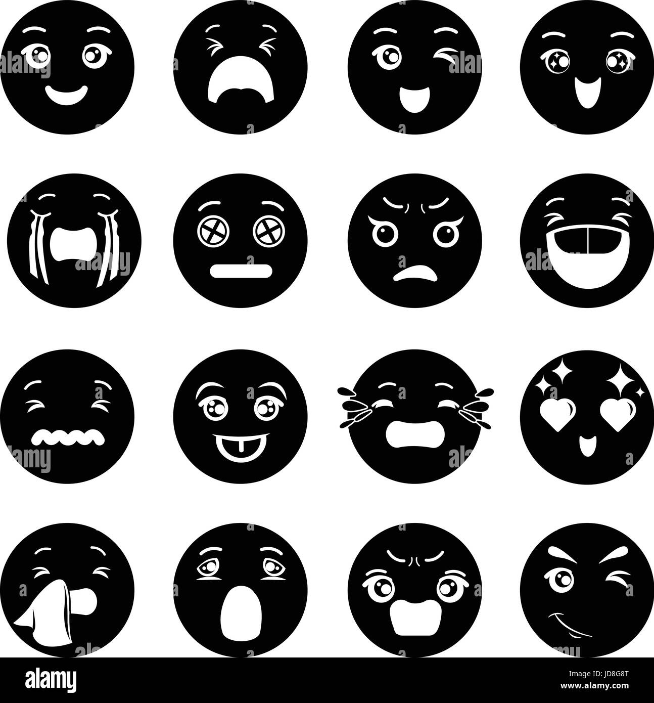 Sorrisi set di icone, stile semplice Illustrazione Vettoriale