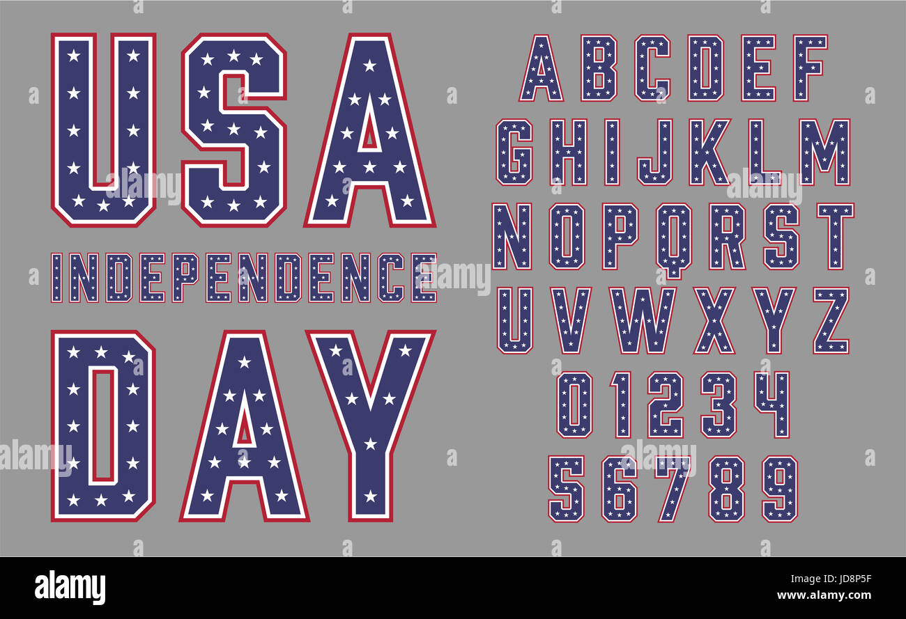 USA Font bandiera a stelle e strisce illustrazione vettoriale Foto Stock
