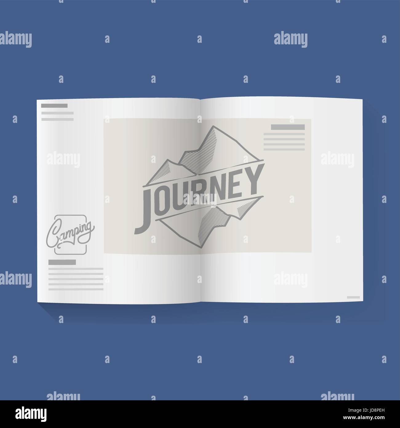 Viaggio parola sul Libro Aperto illustrazione grafica vettore Illustrazione Vettoriale