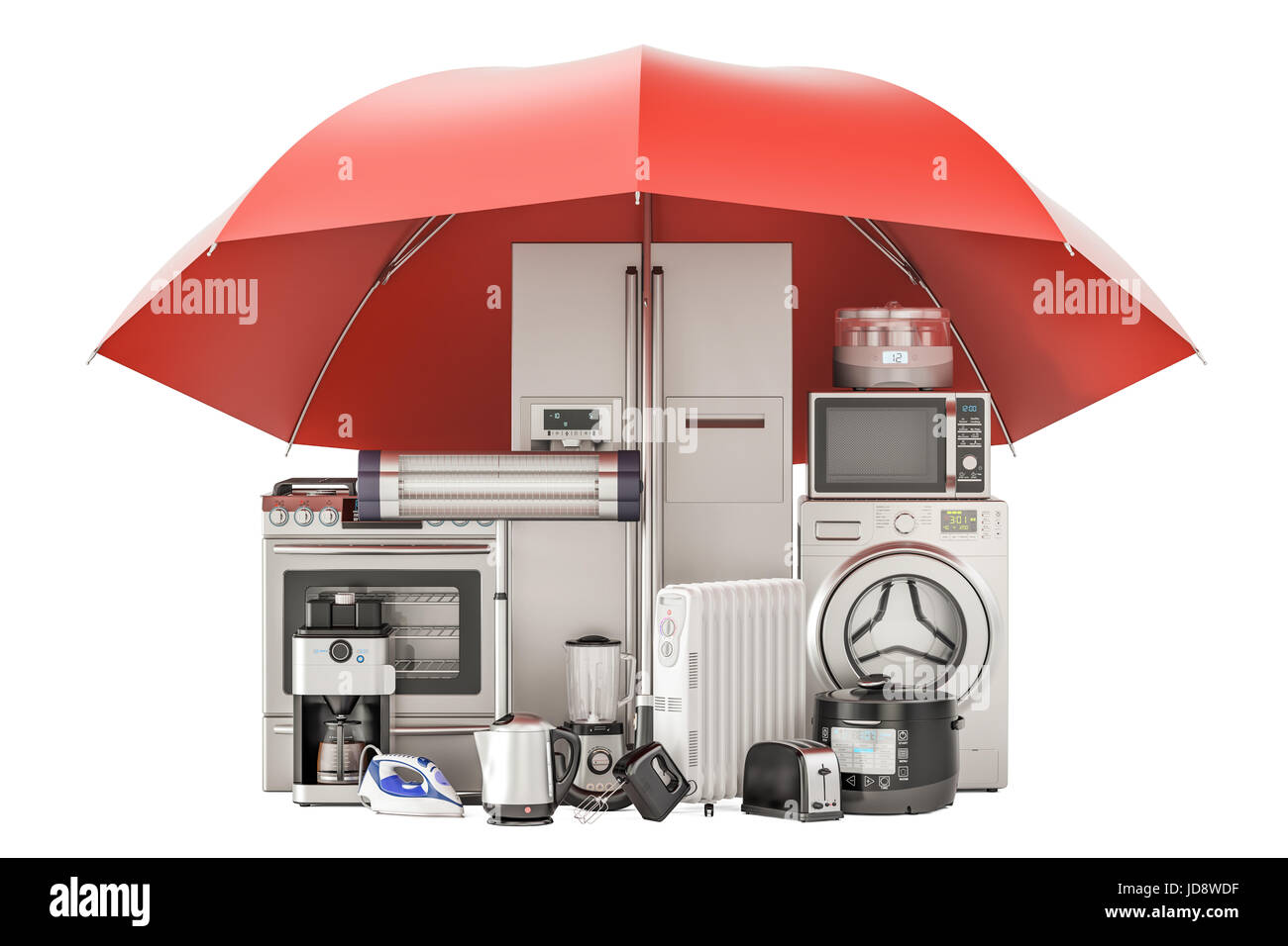 Uso domestico elettrodomestici da cucina, garanzia e il concetto di protezione. Il rendering 3D Foto Stock