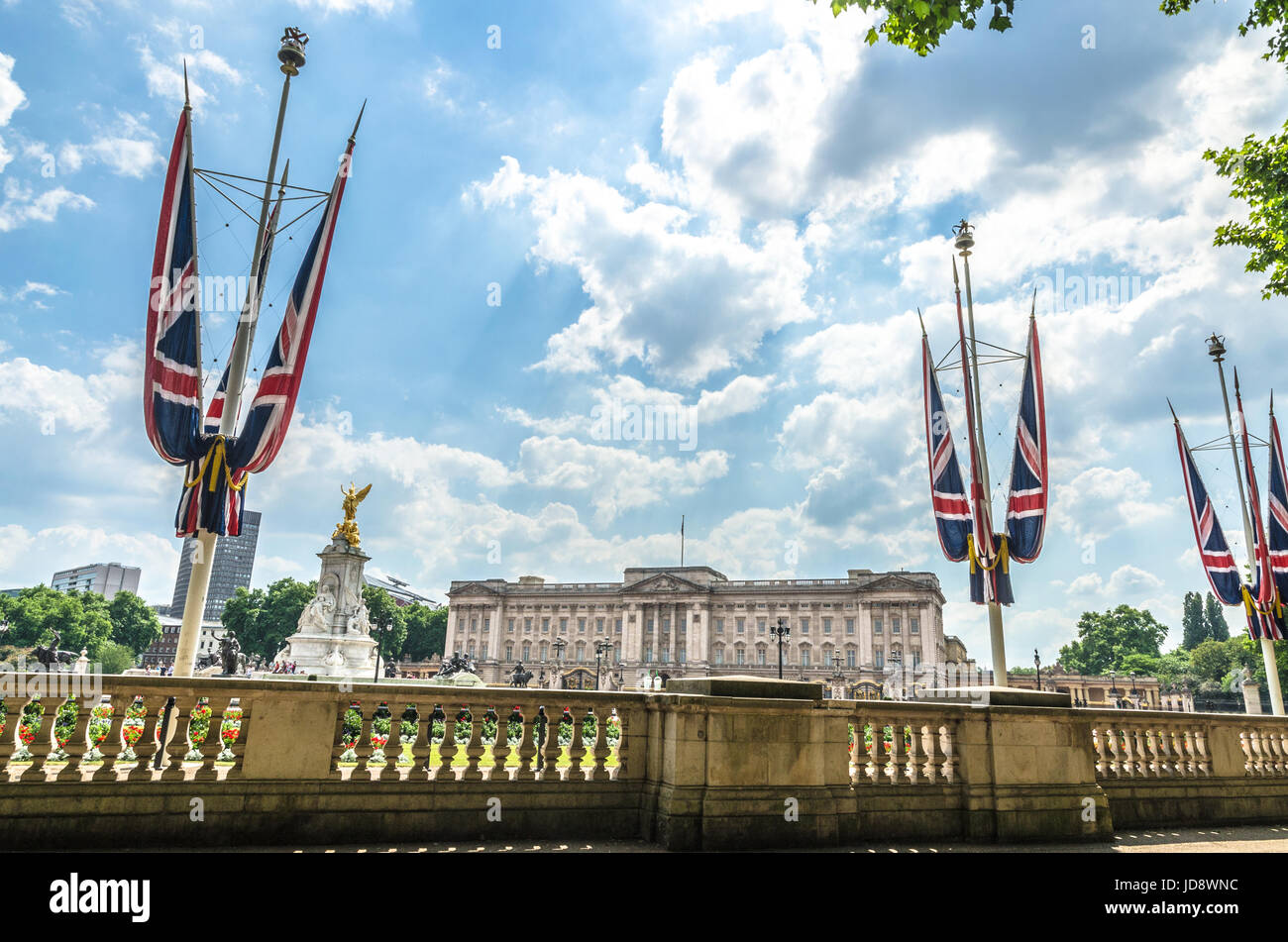 Unione martinetti a Buckingham Palace a Londra Foto Stock