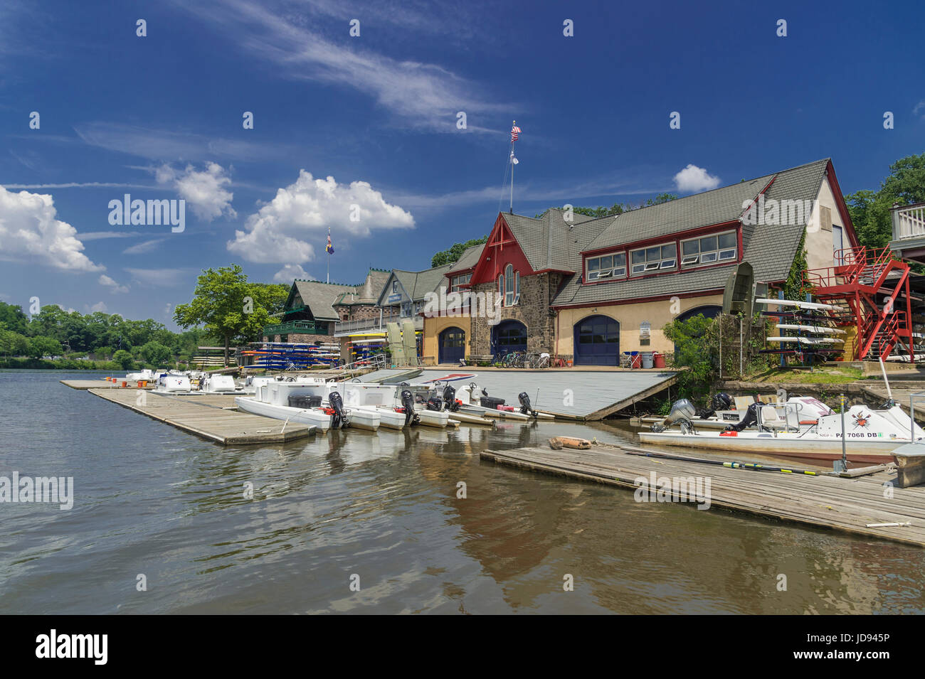 Il Boathouse Row Day Time, Philadelphia, Pennsylvania, STATI UNITI D'AMERICA Foto Stock
