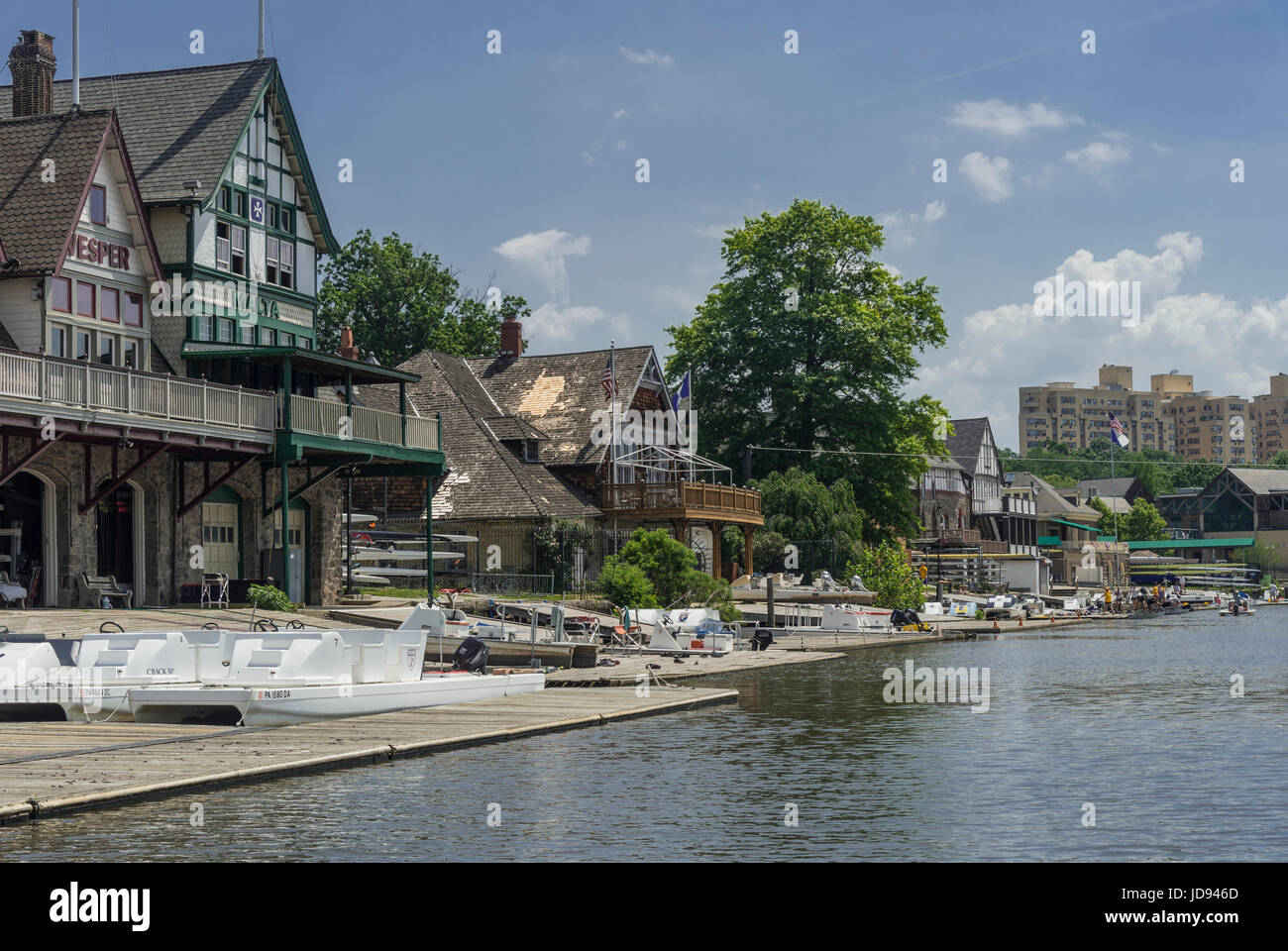 Il Boathouse Row Day Time, Philadelphia, Pennsylvania, STATI UNITI D'AMERICA Foto Stock