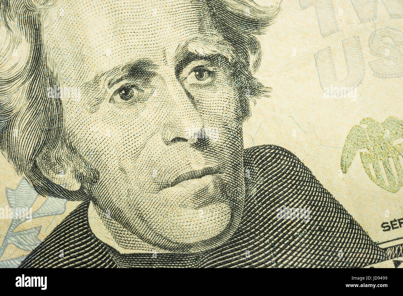 Andrew Jackson dettagli su Stati Uniti venti dollari Foto Stock