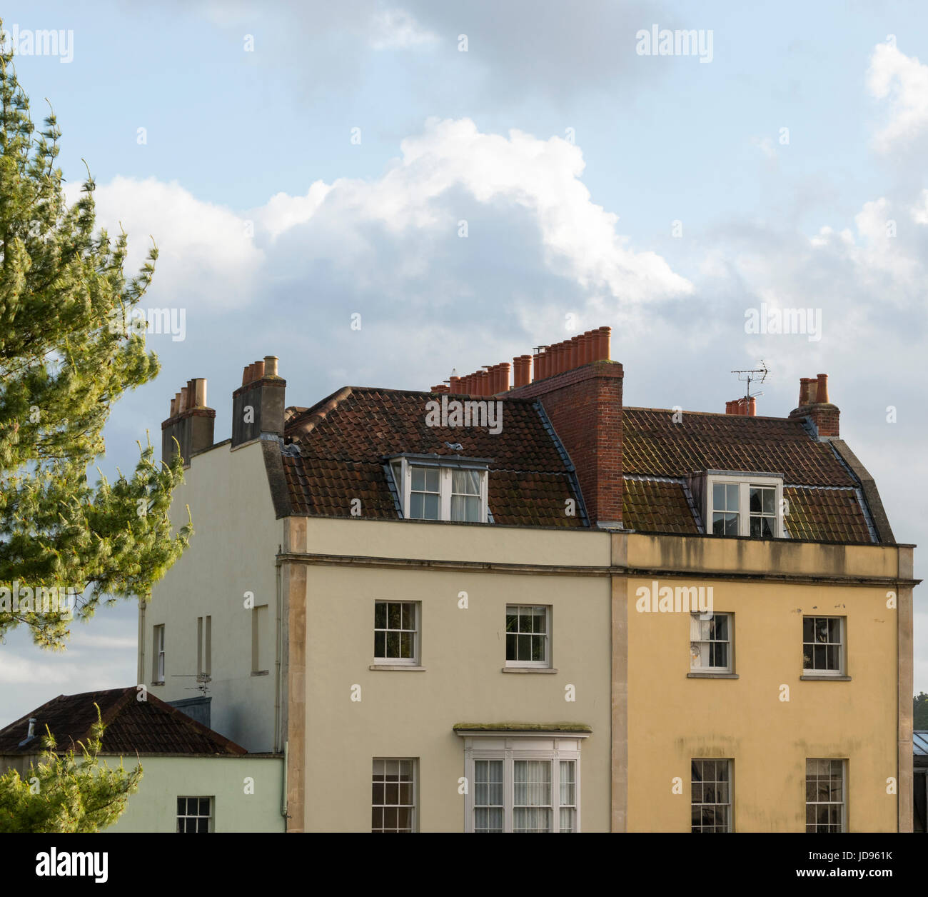 Una coppia di case in stile georgiano n Clifton, Bristol Foto Stock