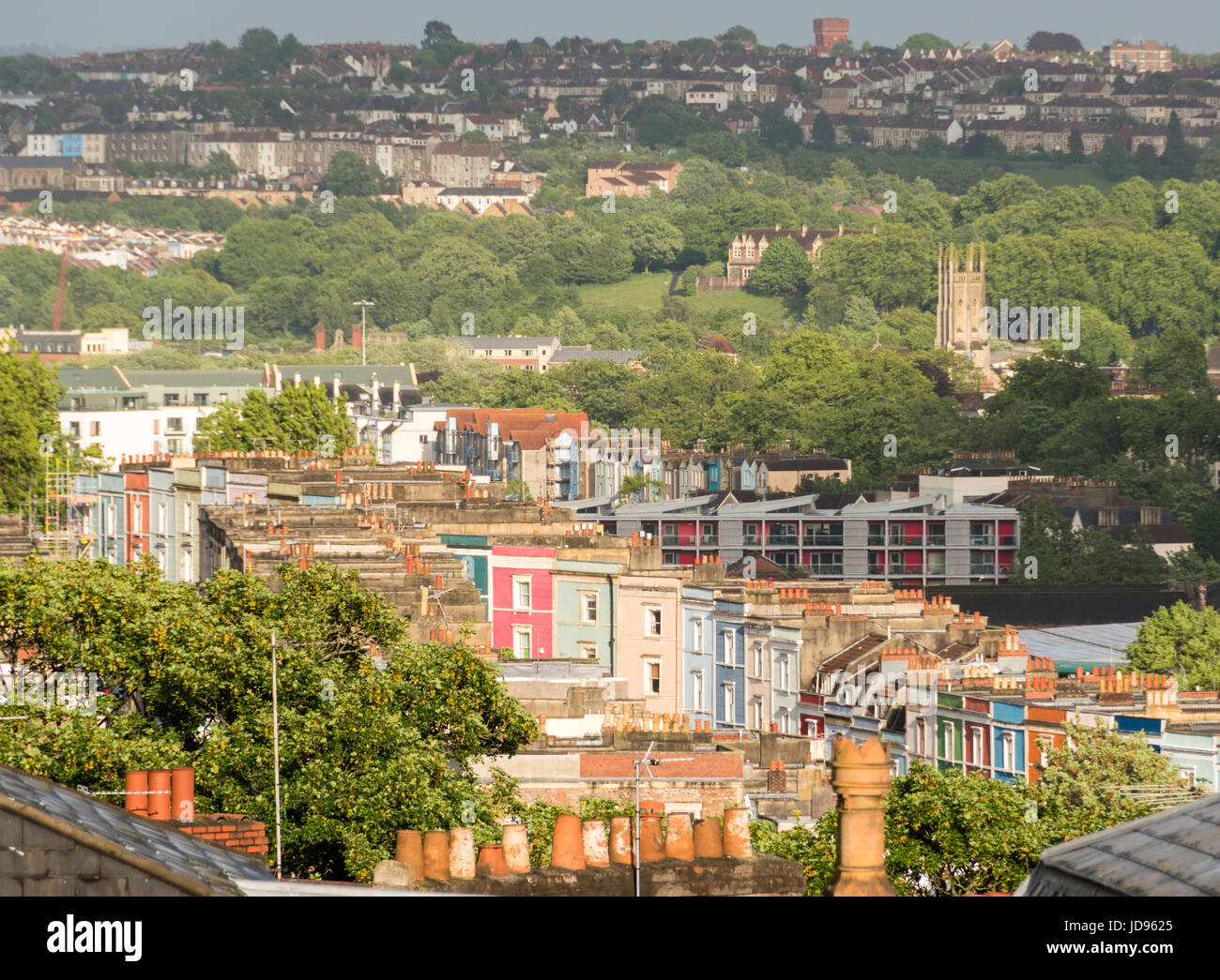 La vista da Clifton's Royal York Mezzaluna in Bristol, Regno Unito Foto Stock
