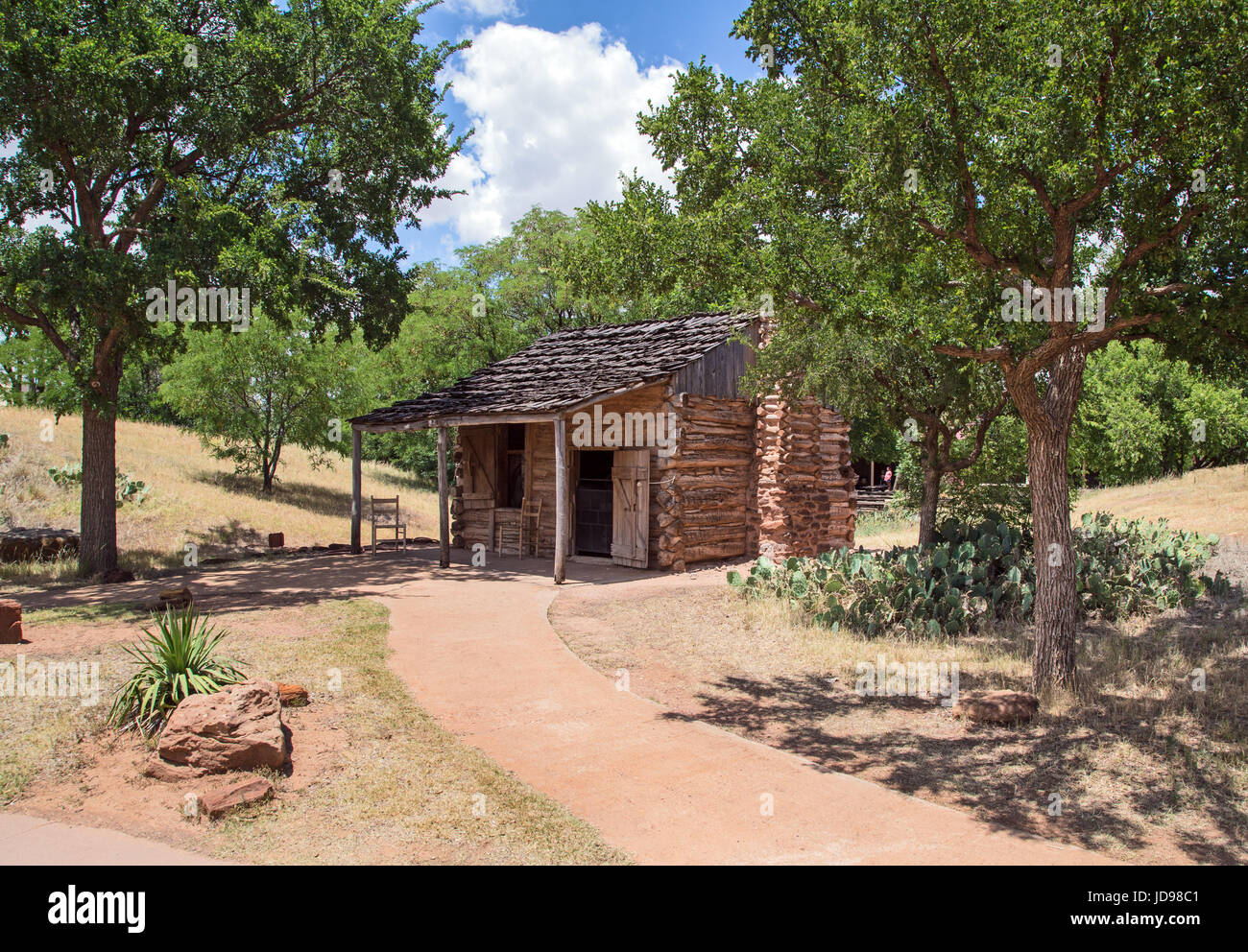 Il El Capote cabina sulla motivazione della National Ranching Heritage Centre Foto Stock