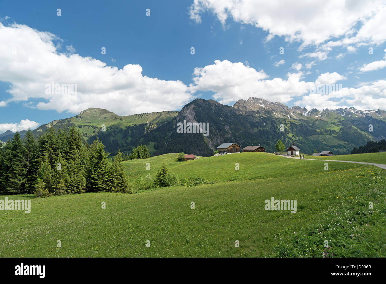 Grosswalsertal (Valle Walser) nell'Austria occidentale Foto Stock