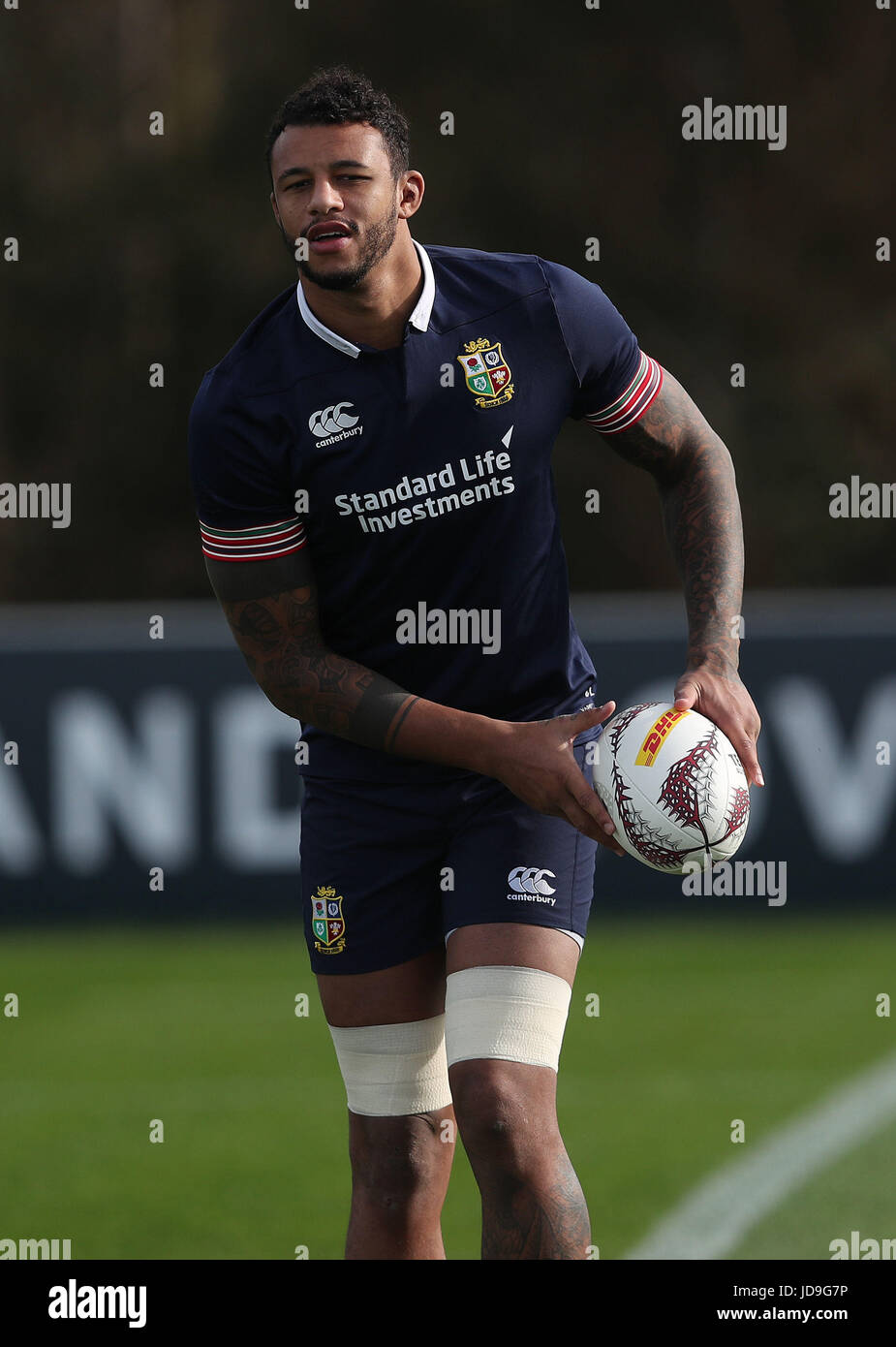 Inglesi e irlandesi Lions Courtney Lawes durante i capitani girare al Parco Beetham, Hamilton. Foto Stock