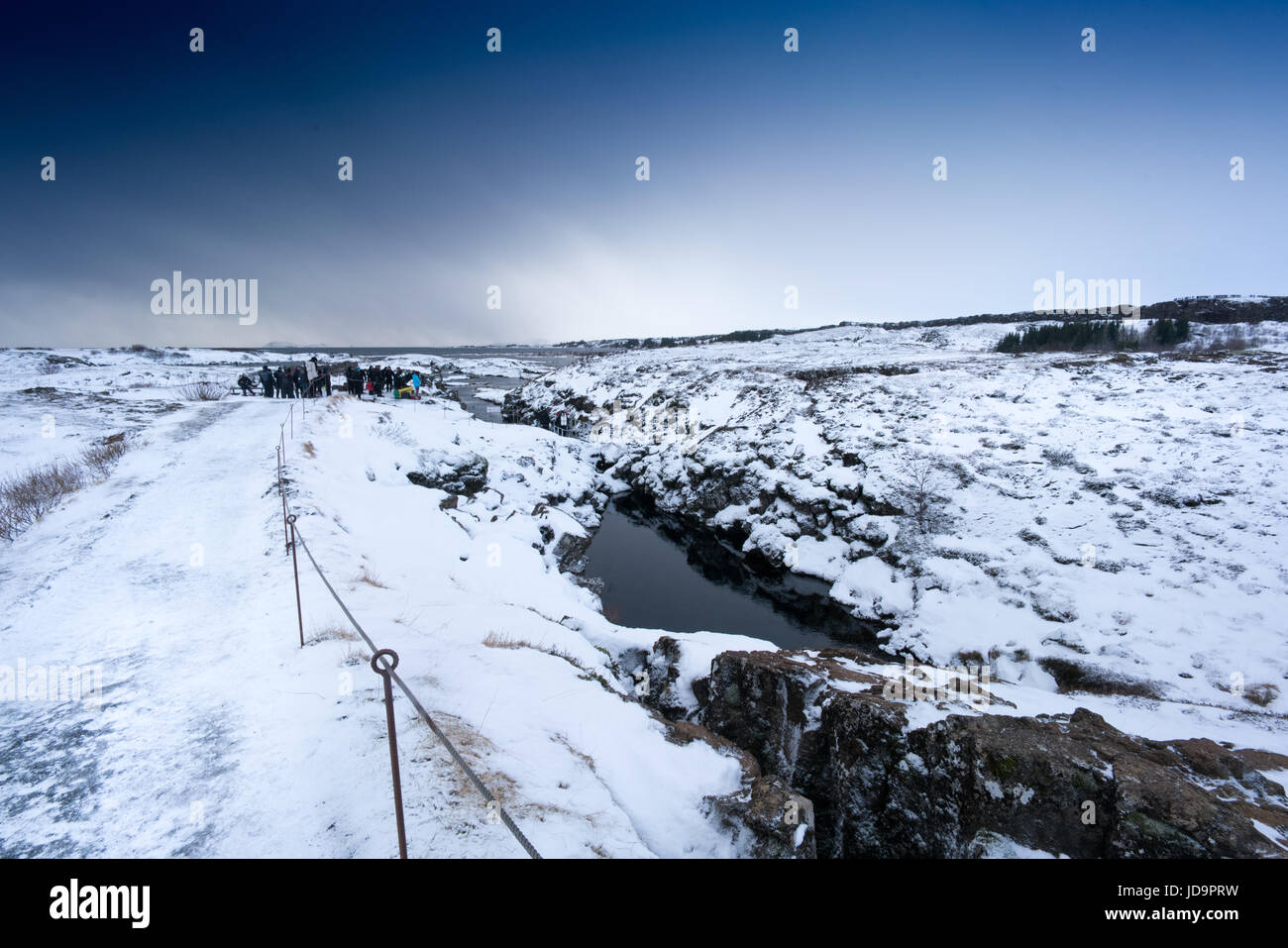 Le formazioni rocciose, congelati stream e paesaggi innevati, Islanda, l'Europa. Natura Islanda 2017 freddo inverno Foto Stock