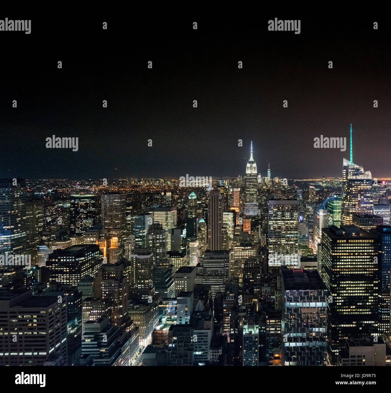 Vista aerea del paesaggio urbano e grattacieli di New York City, Stati Uniti d'America. 2016 città urbana negli Stati Uniti d'America Foto Stock