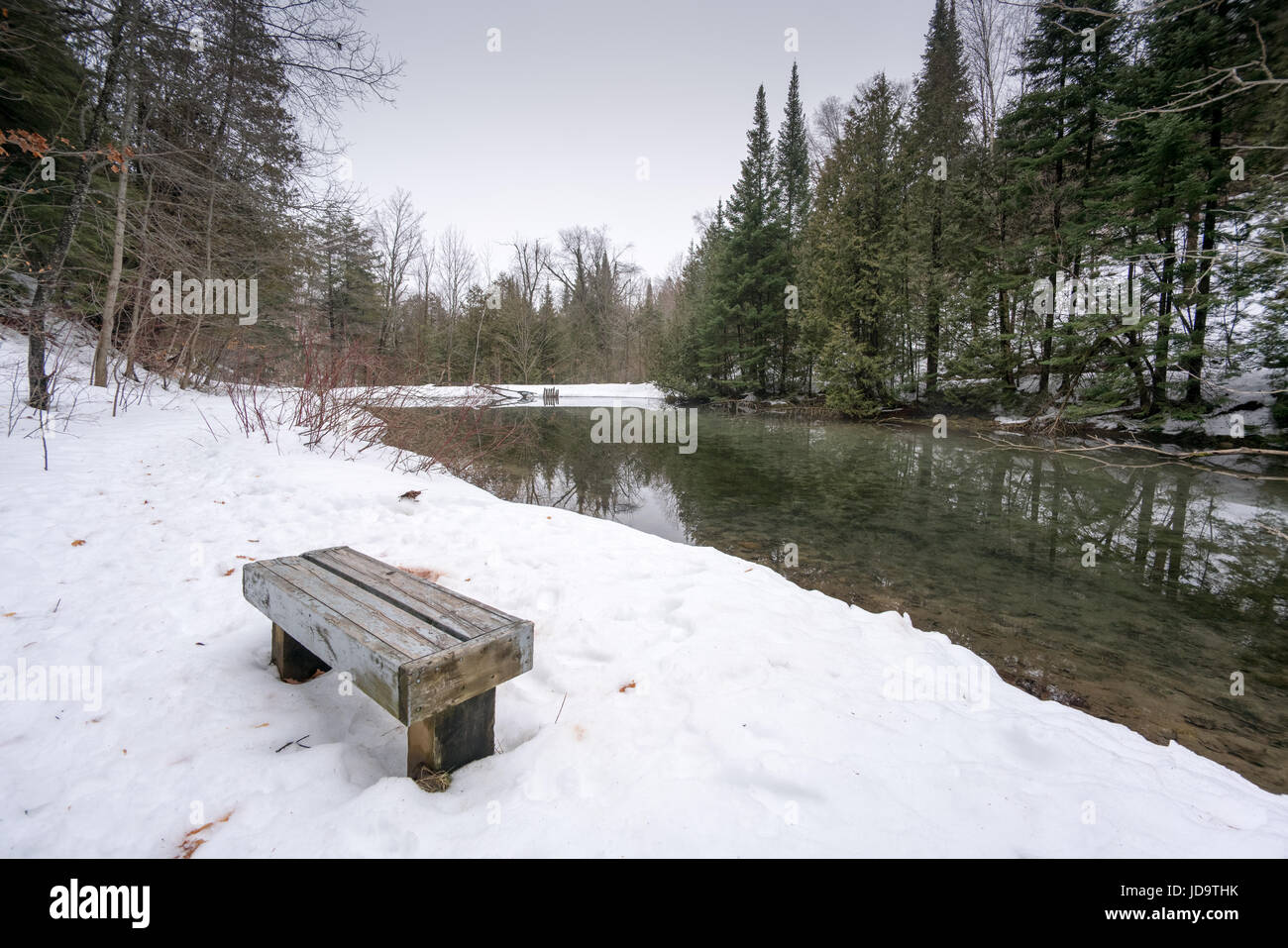 All'aperto, a giorno con il lago nel bosco in inverno, Ontario, Canada ontario canada freddo inverno 2017 snow Foto Stock