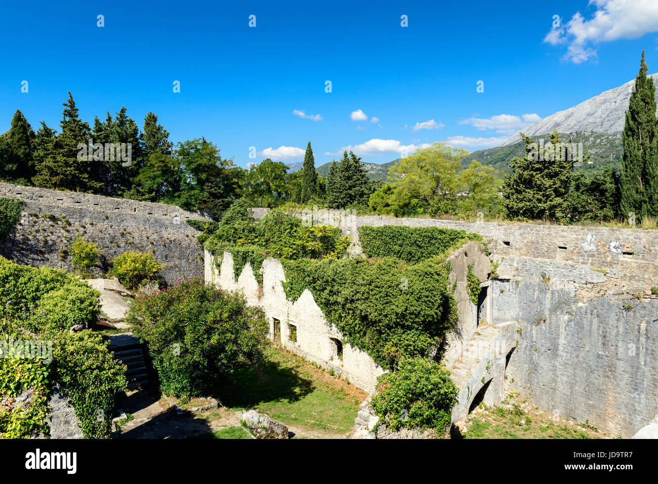 Le rovine della fortezza medievale. Fortezza Shpanola, Herceg Novi, Montenegro, Balcani, Europa Foto Stock