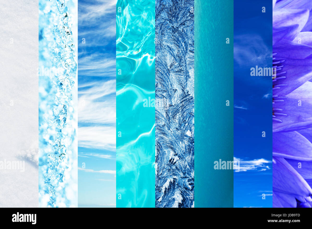 Blu naturale collage di gradazione di colore blu in natura Foto Stock
