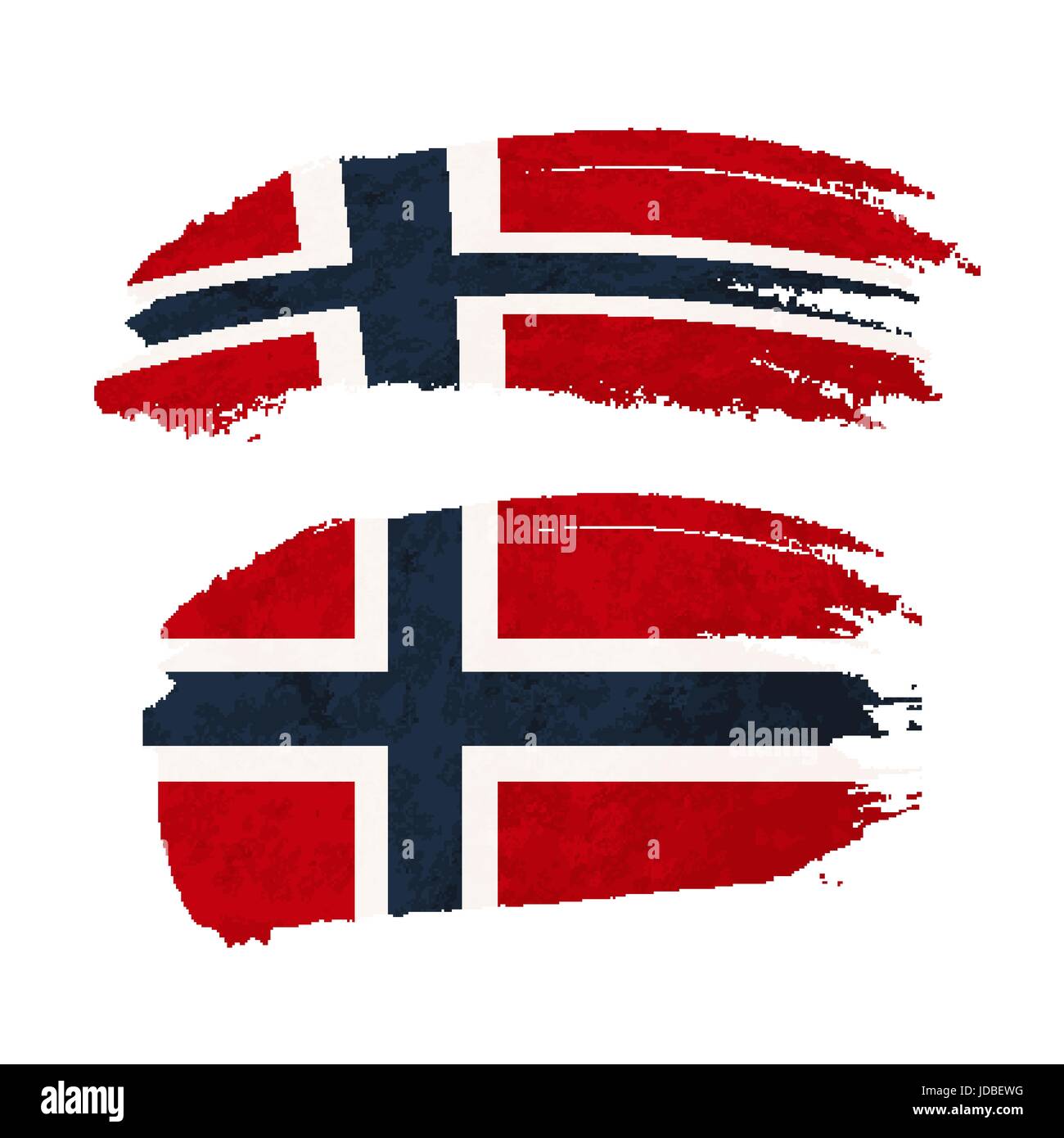Grunge pennello con la Norvegia bandiera nazionale su bianco Illustrazione Vettoriale