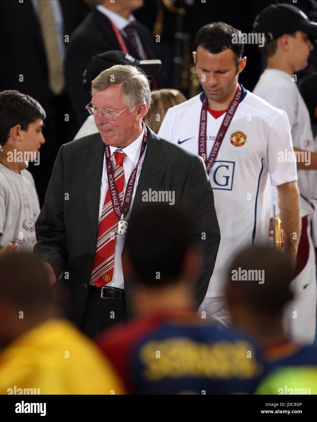 Il sir Alex Ferguson e Ryan vedi figg. *** BARCELLONA V MANCHESTER UNITED STADIO OLIMPICO ROMA Italia 27 maggio 2009 Foto Stock