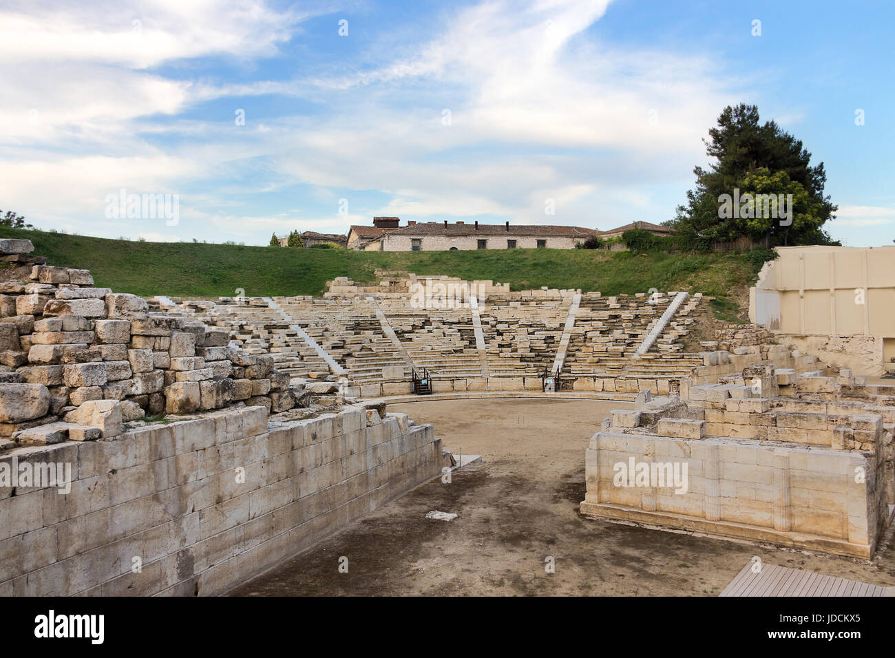 L'anfiteatro antico nella città di Larissa, Grecia. Foto Stock