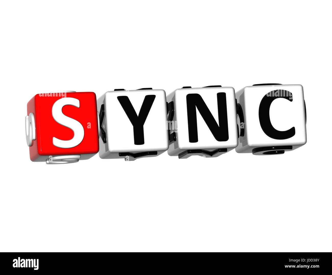 3D Word Sync su sfondo bianco Foto Stock