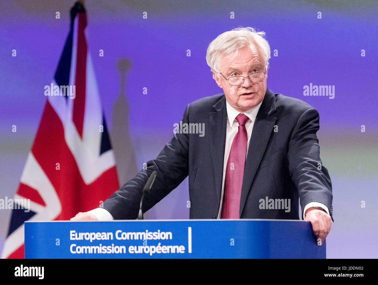 Bruxelles, Belgio. 19 giugno 2017. David Davis, segretario di Stato per la chiusura dell'Unione europea, conferenza stampa Credito: Andia/Alamy Live News Foto Stock