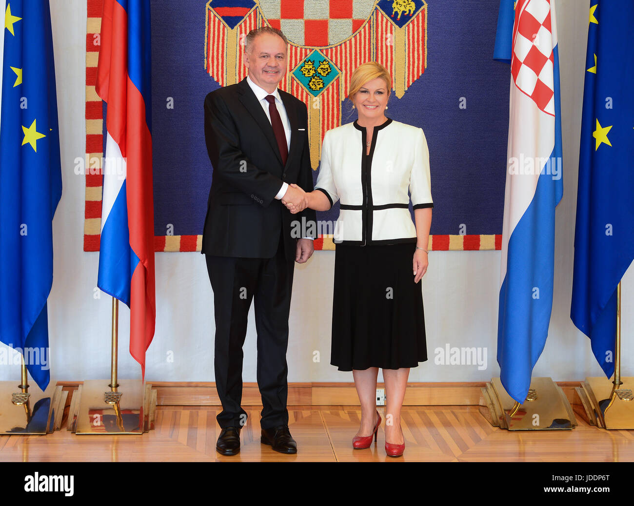 Zagabria, Croazia. Xx Giugno, 2017. Presidente slovacco Andrej Kiska (L