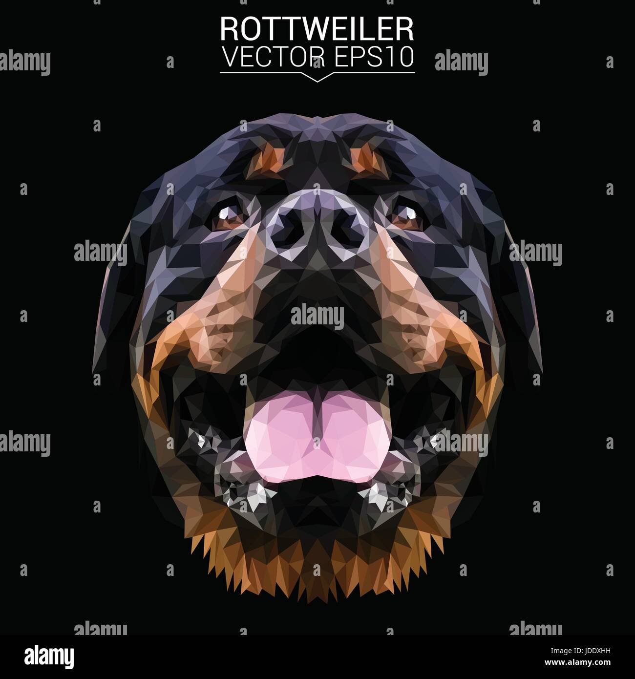 Rottweiler cane bassa animale poli design. triangolo illustrazione vettoriale. Illustrazione Vettoriale