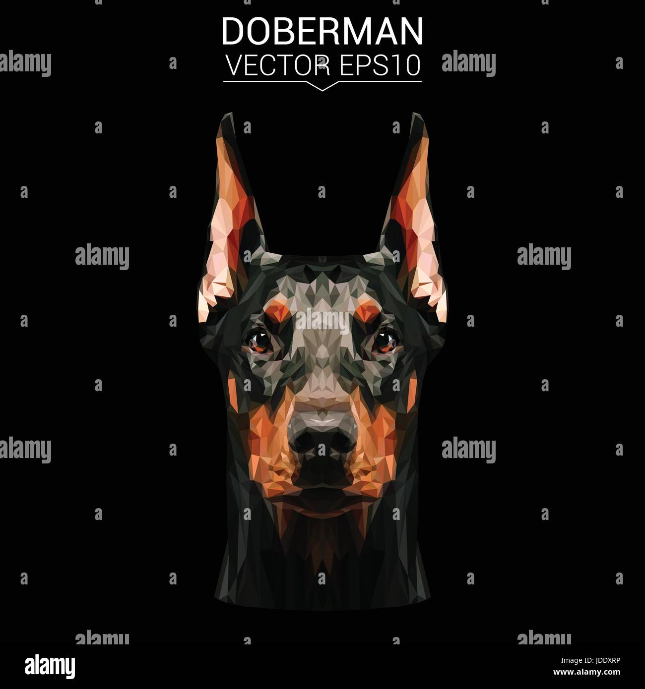 Doberman cane bassa animale poli design. Triangolo illustrazione vettoriale. Illustrazione Vettoriale