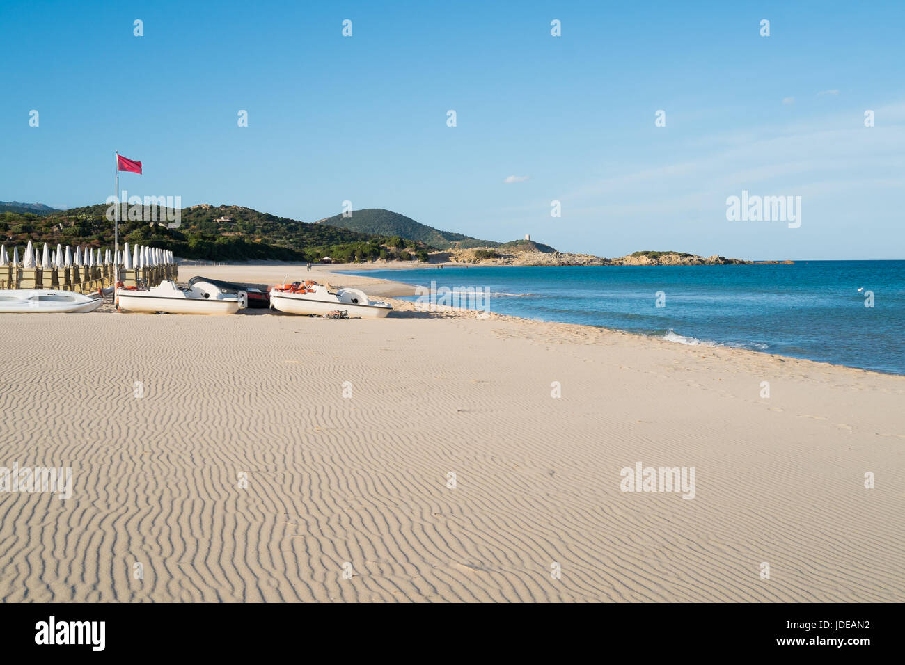 Su Giudeu spiaggia di Chia, Sardegna, Italia Foto Stock